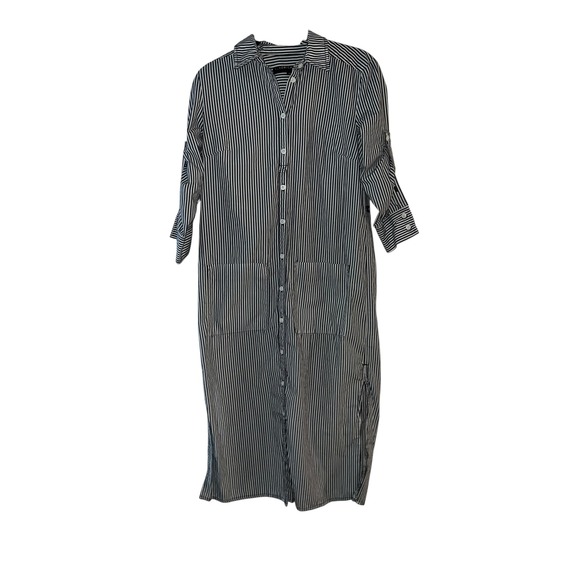 Chic Striped Midi Shirt Dress - VERONICA BEARD sz xs preppy collar - Picture 1 of 8